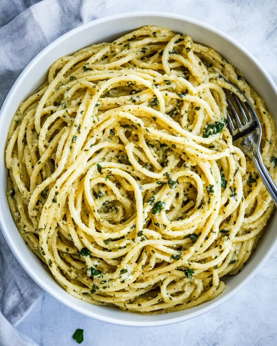 Quick 10-Minute Creamy, Buttery Herbed Bucatini. dish photo
