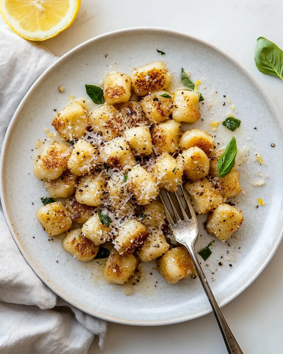 Homemade 15 Minute Lemon Parmesan Cauliflower Gnocchi. shot