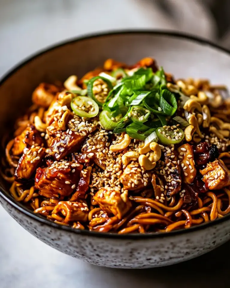 Amazing 20 Minute Cashew Chicken Noodles. food shot