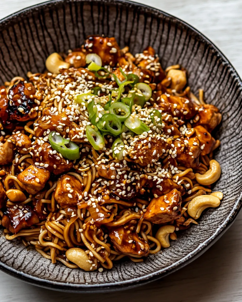 Amazing 20 Minute Cashew Chicken Noodles. recipe image