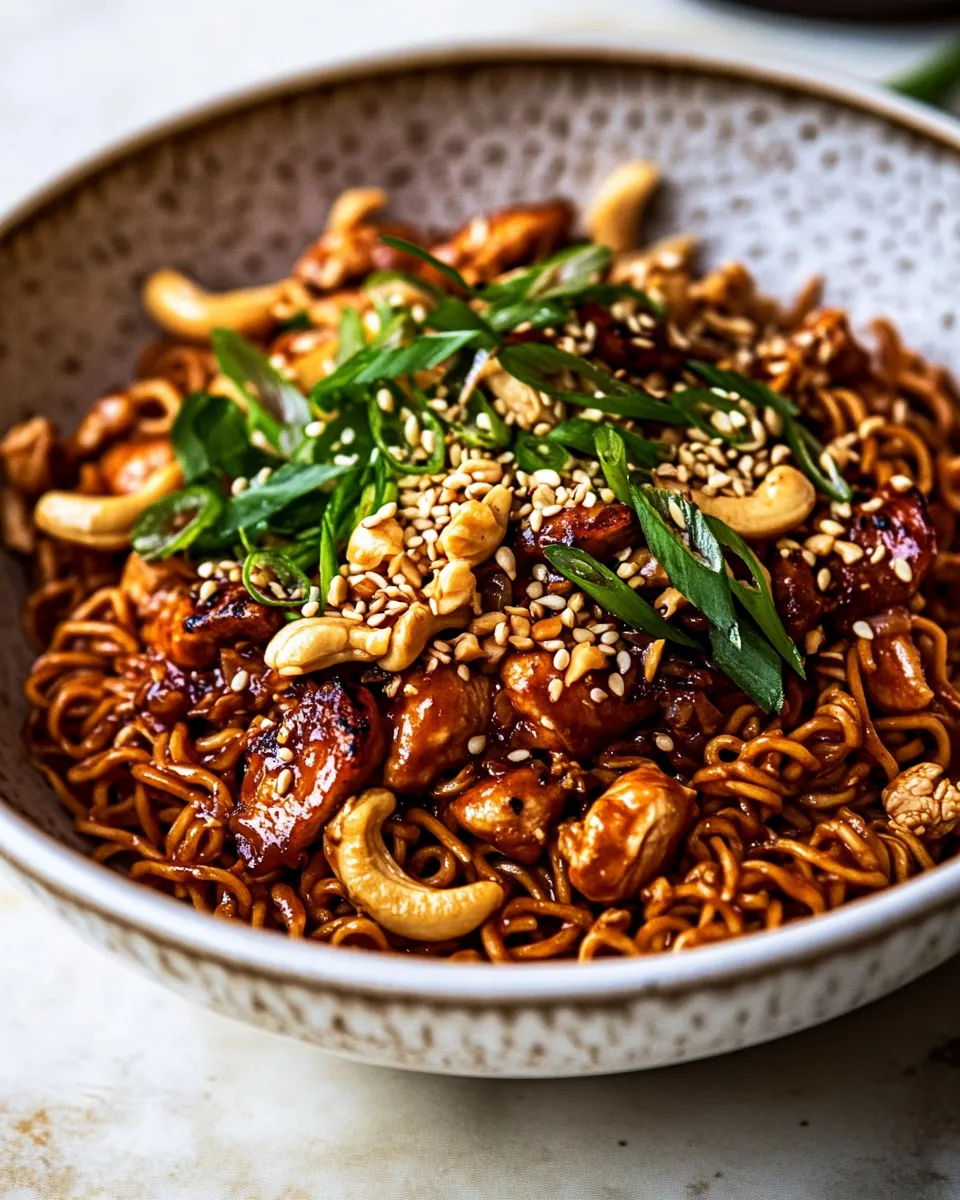 Tasty 20 Minute Cashew Chicken Noodles. dish image