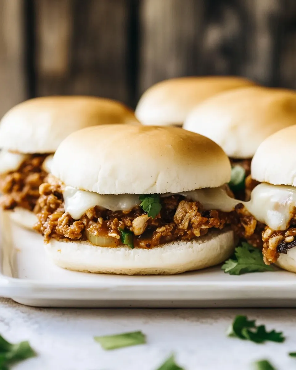 Quick 20 Minute Chicken Cheesesteak Sloppy Joe Sliders recipe photo