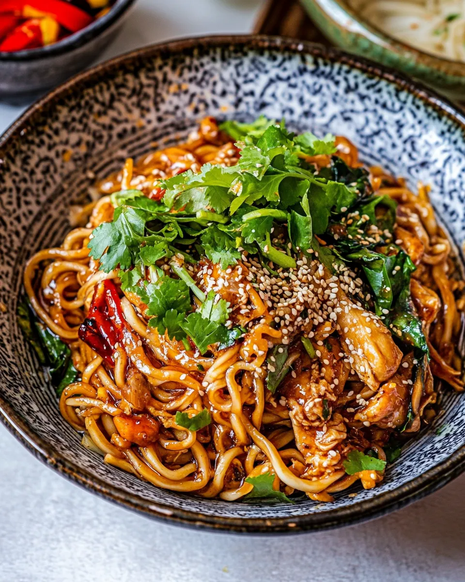 Quick 20 Minute Honey Garlic Chicken Udon Noodles. image