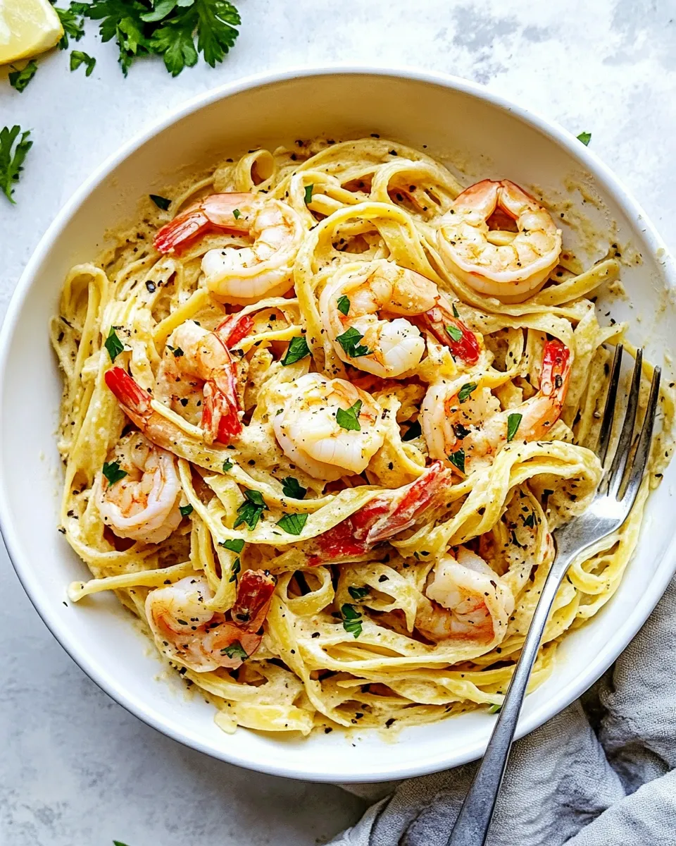 Savory 20 Minute Shrimp Fettuccine dish photo