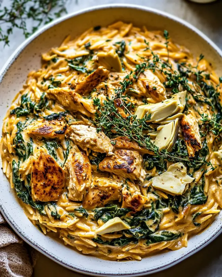 Amazing 25 Minute Spinach and Artichoke Chicken Orzo. recipe photo
