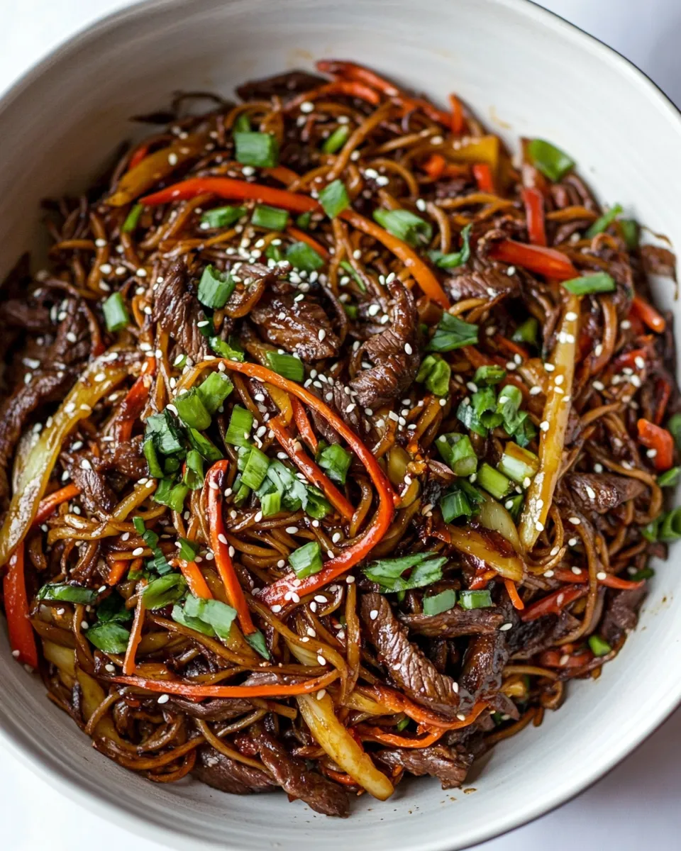 Homemade 30-Minute Stir Fried Korean Beef and Toasted Sesame Noodles. recipe photo