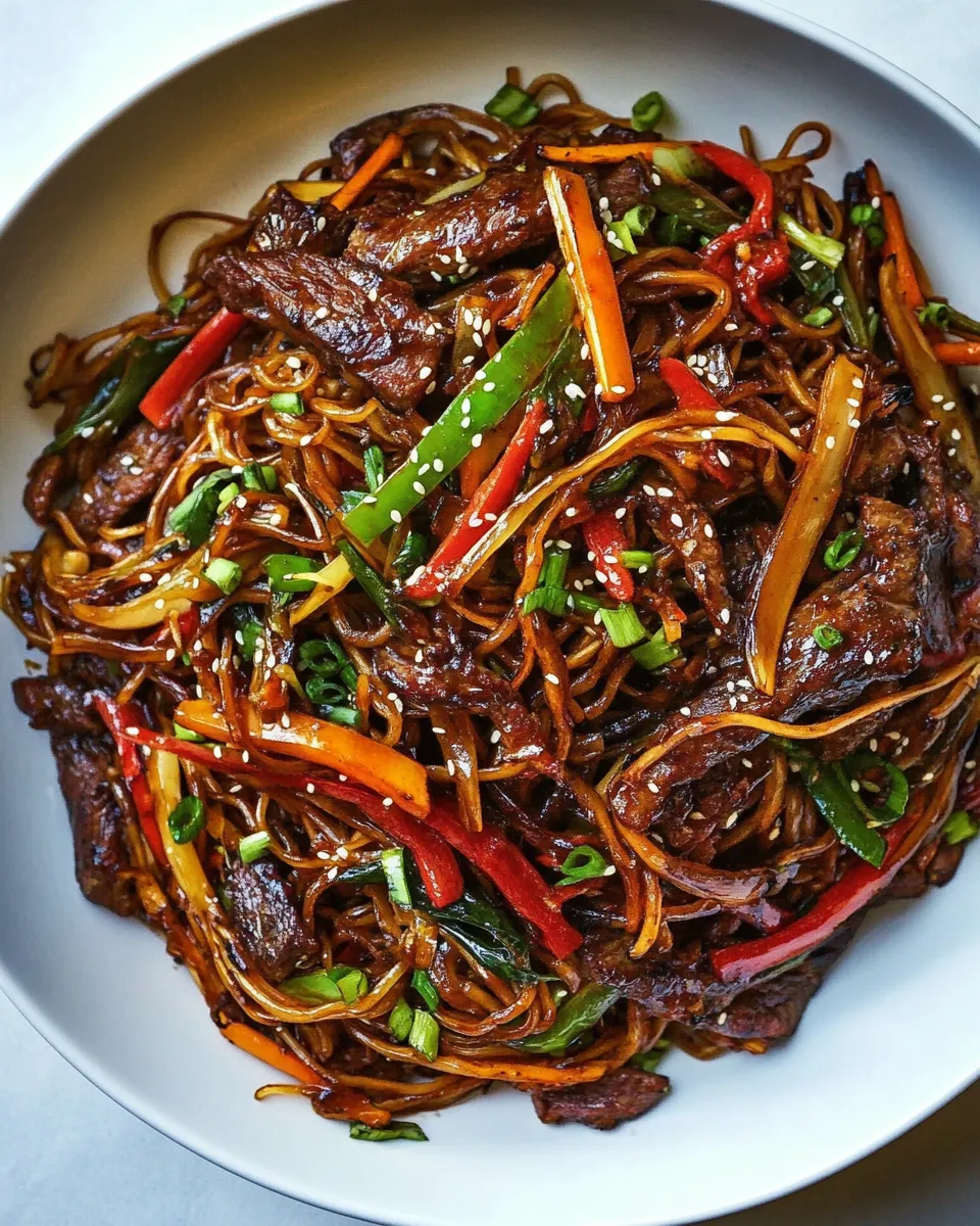 Classic 30-Minute Stir Fried Korean Beef and Toasted Sesame Noodles. dish photo