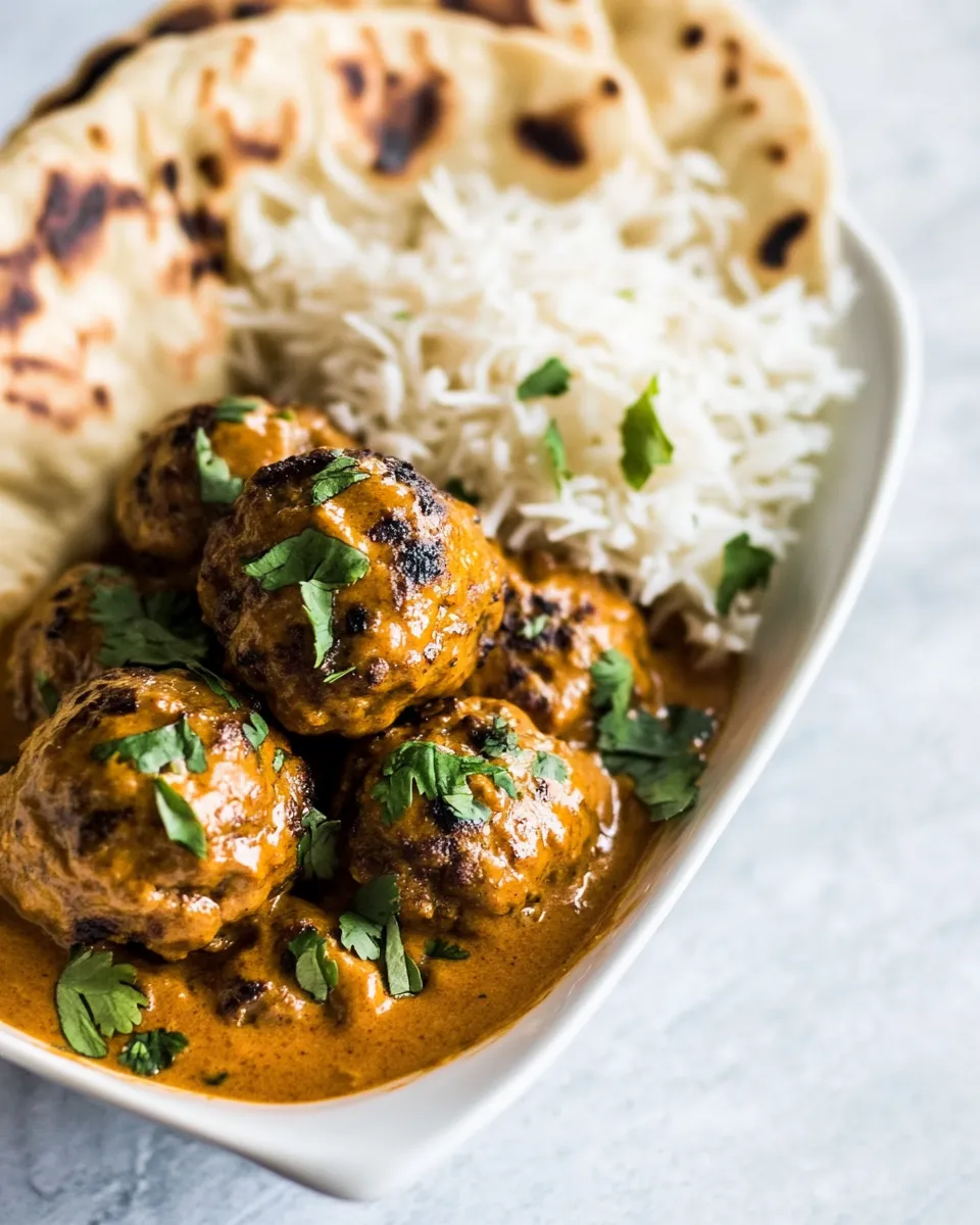 Delicious 30 Minute Butter Chicken Meatballs. plate image