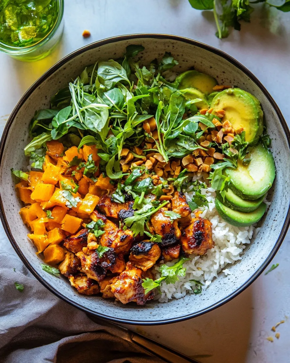 Classic 30 Minute Ginger Peanut Chicken Bowls. dish photo