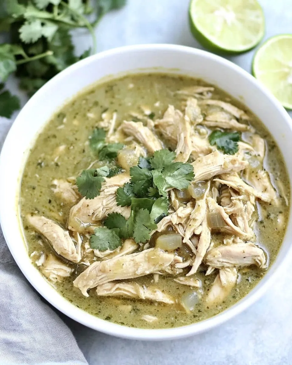 Easy 4-Ingredient Instant Pot Chicken Chile Verde food shot