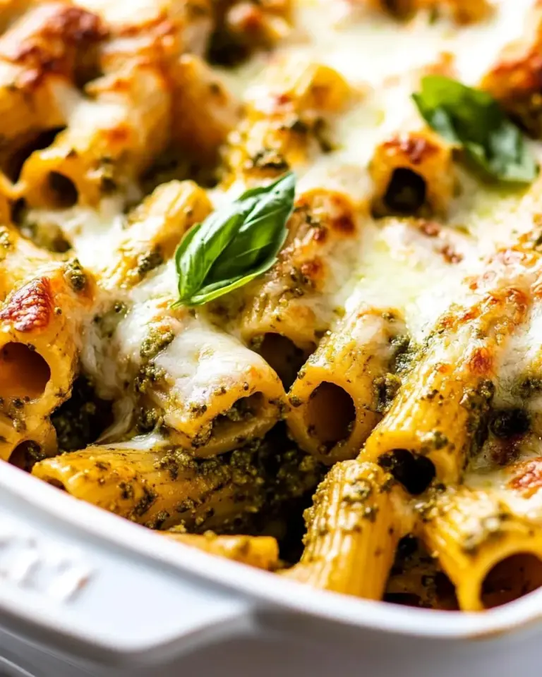 Easy 4 Ingredient Pesto Baked Rigatoni Recipe photo