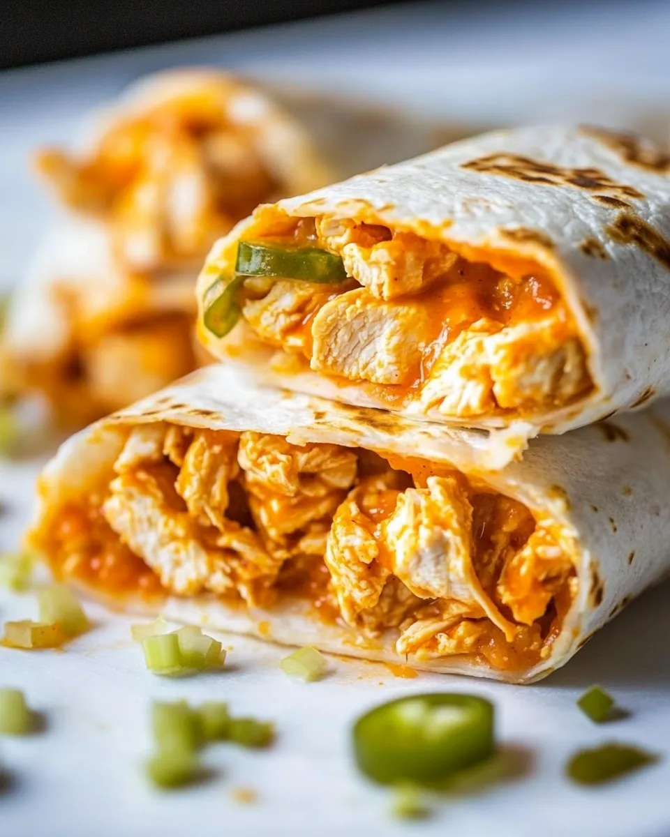 Easy 5 Minute Buffalo Chicken Wraps food shot