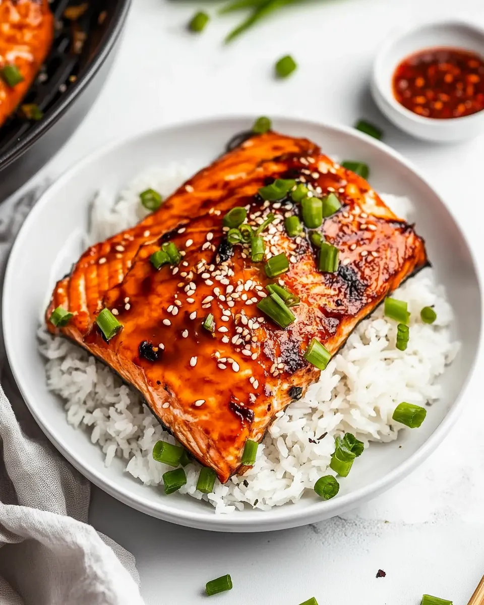 Easy Air Fryer Miso Salmon food shot