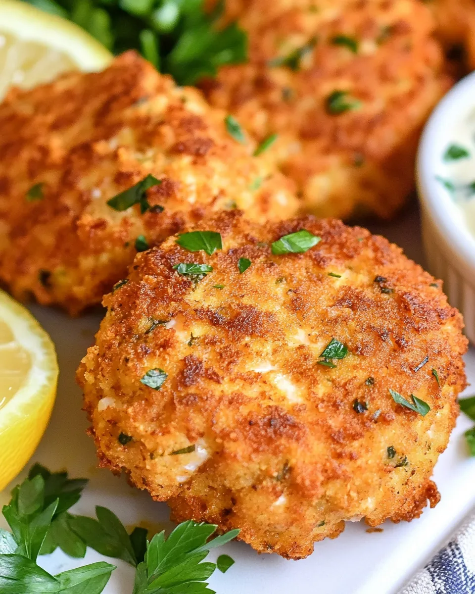 Easy Air Fryer Salmon Cakes food shot