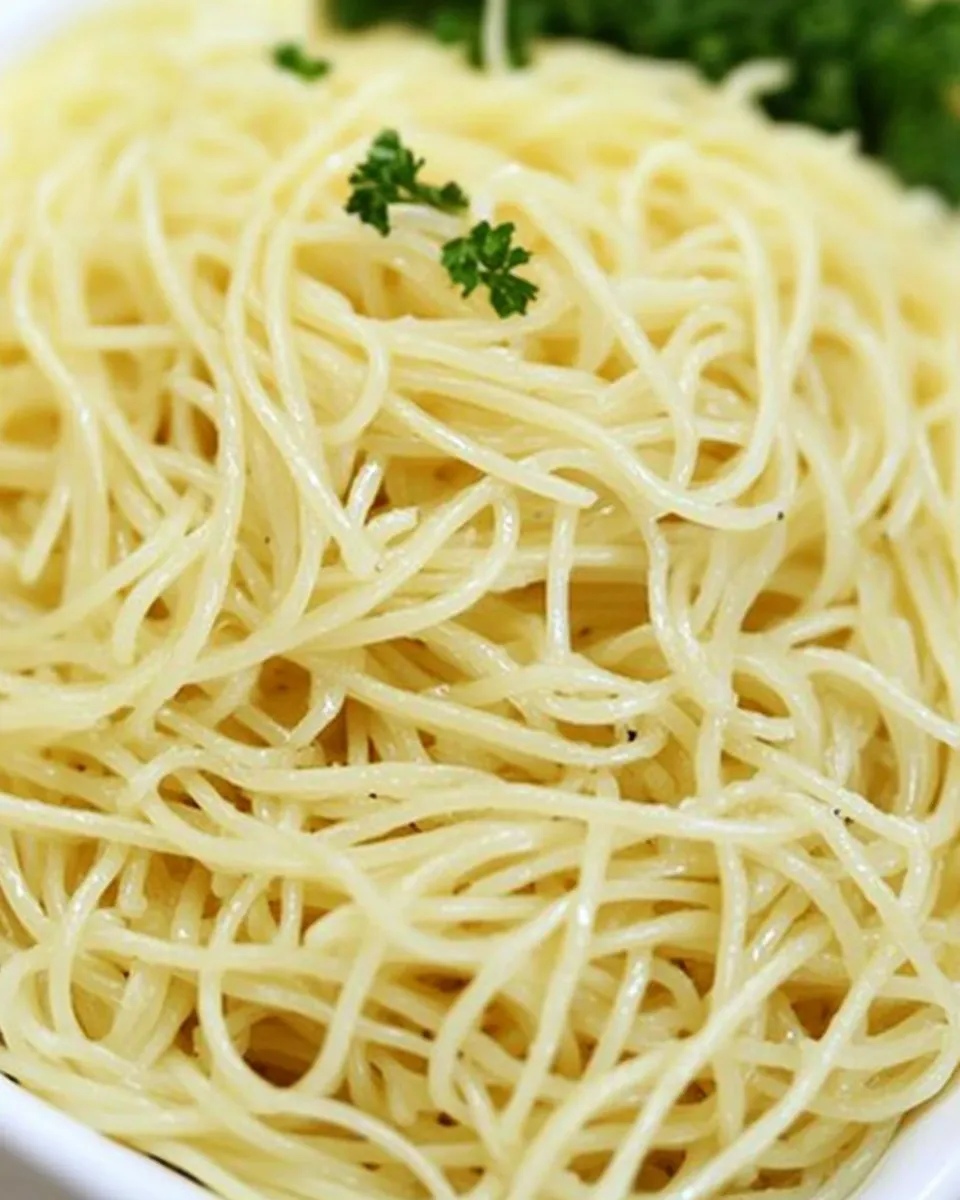 Delicious Angel Hair Aglio Olio by Emeril Lagasse shot
