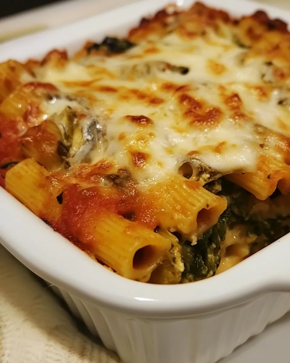Easy Artichoke & Spinach Penne Casserole recipe photo
