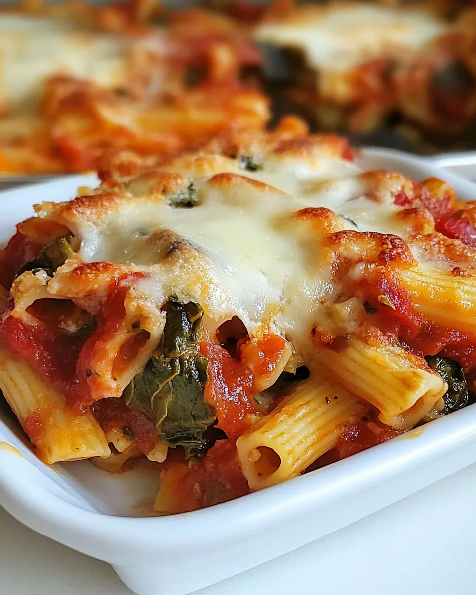 Healthy Artichoke & Spinach Penne Casserole dish photo