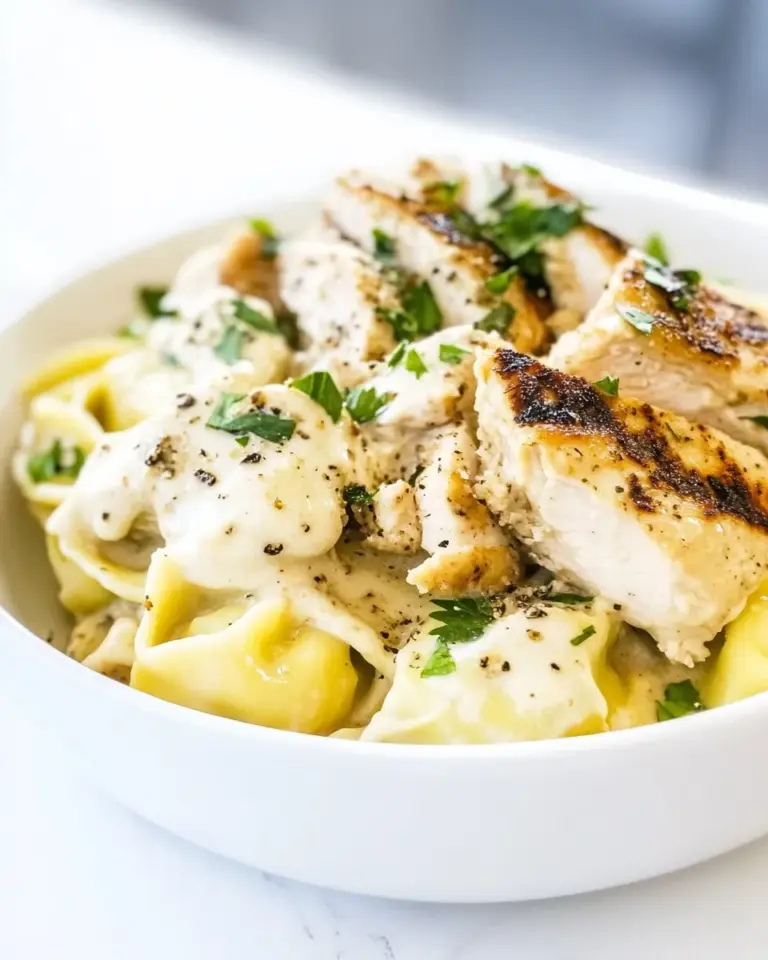 Homemade Asiago Tortellini Alfredo with Grilled Chicken photo