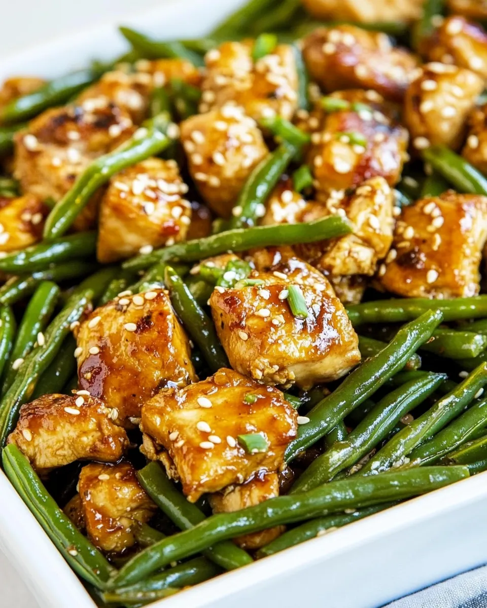 Quick Asian Chicken and Green Beans shot