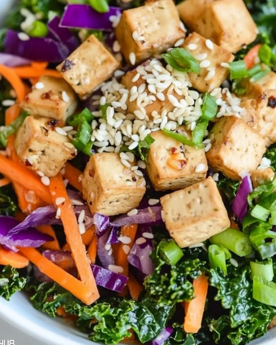 Classic Asian Kale & Tofu Salad (Protein-Rich!) image