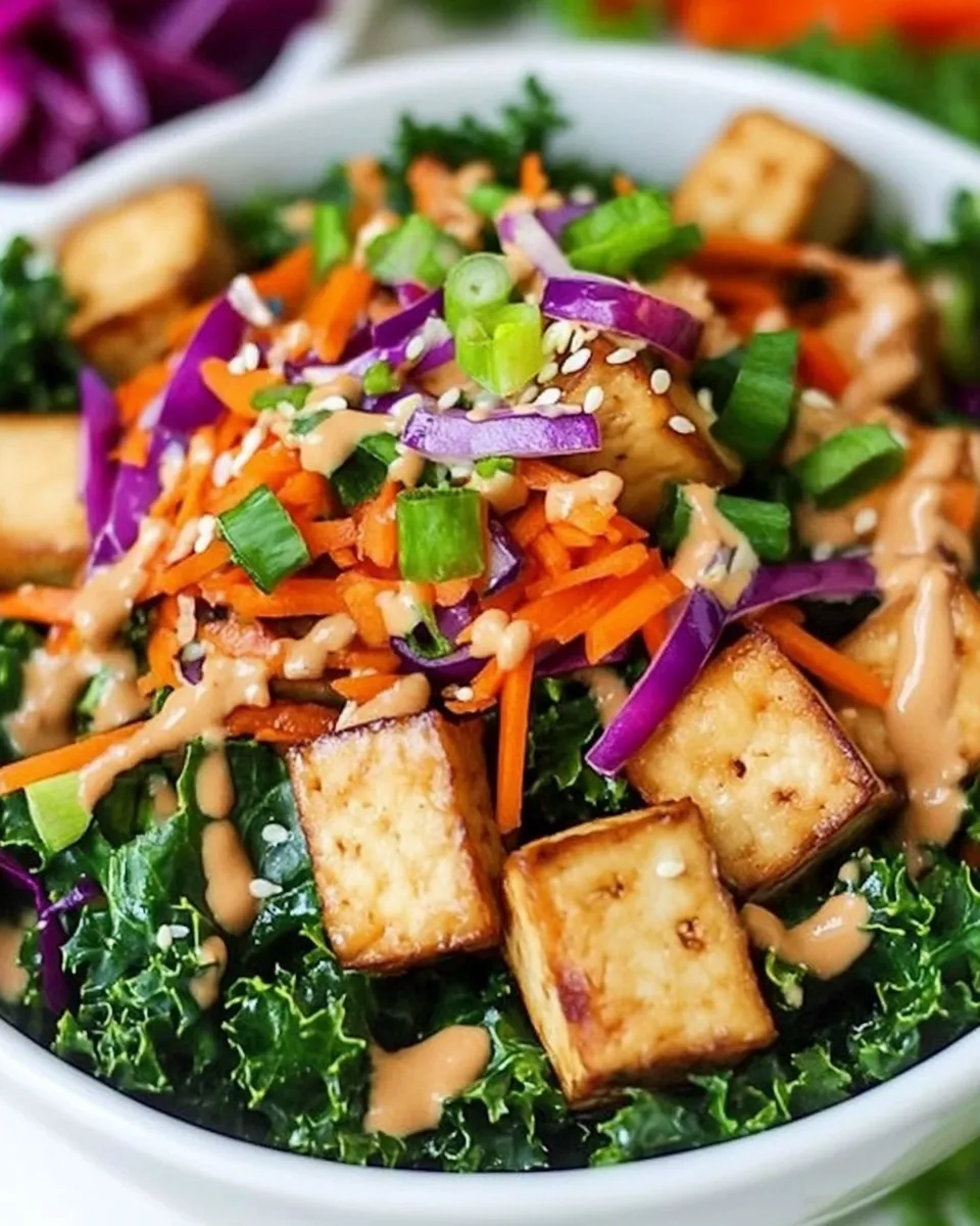 Delicious Asian Kale & Tofu Salad (Protein-Rich!) dish photo