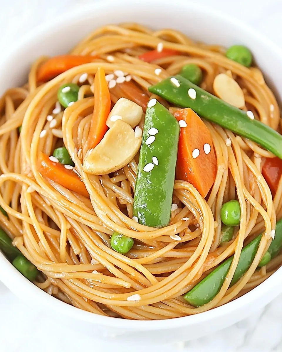 Classic Asian Spaghetti with Garlic and Vegetables image