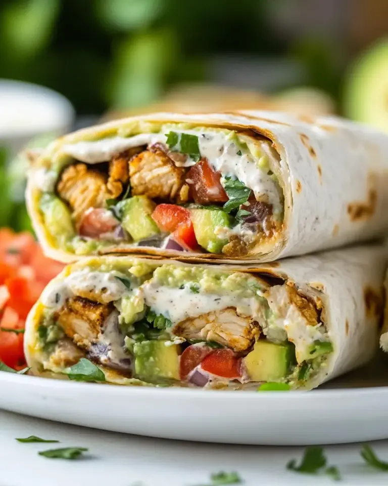 Homemade Avocado Ranch Chicken Burrito Wraps photo