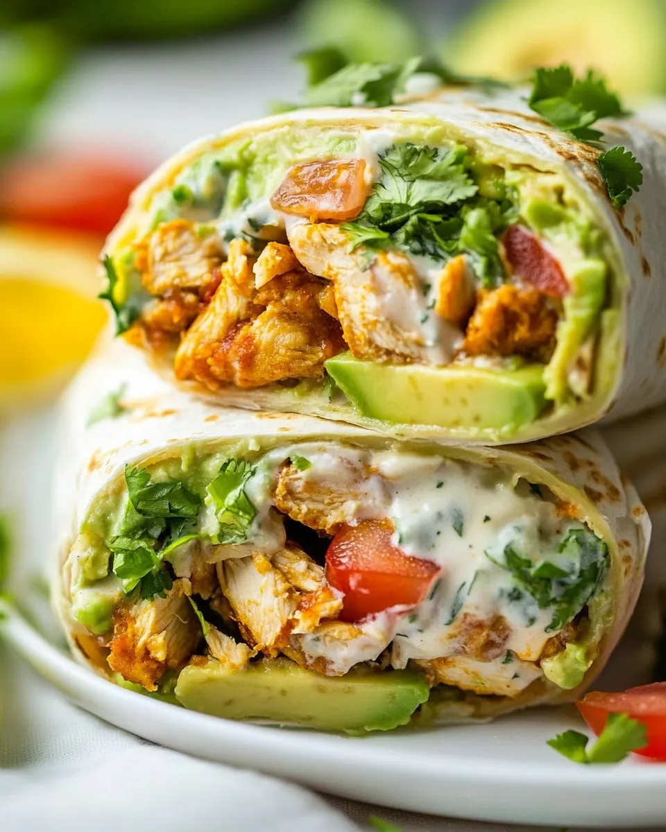 Easy Avocado Ranch Chicken Burrito Wraps recipe photo