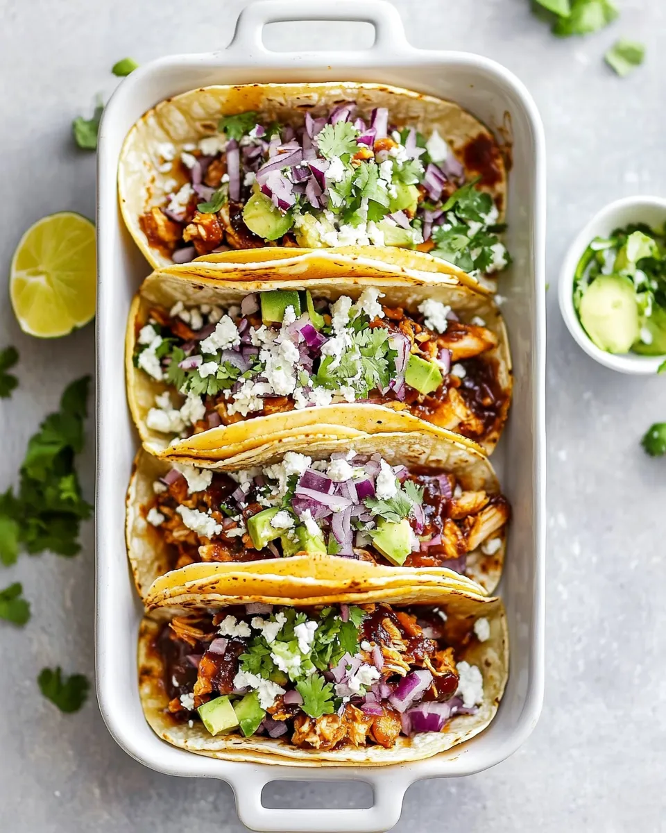 Delicious Baked BBQ Chicken Tacos plate image