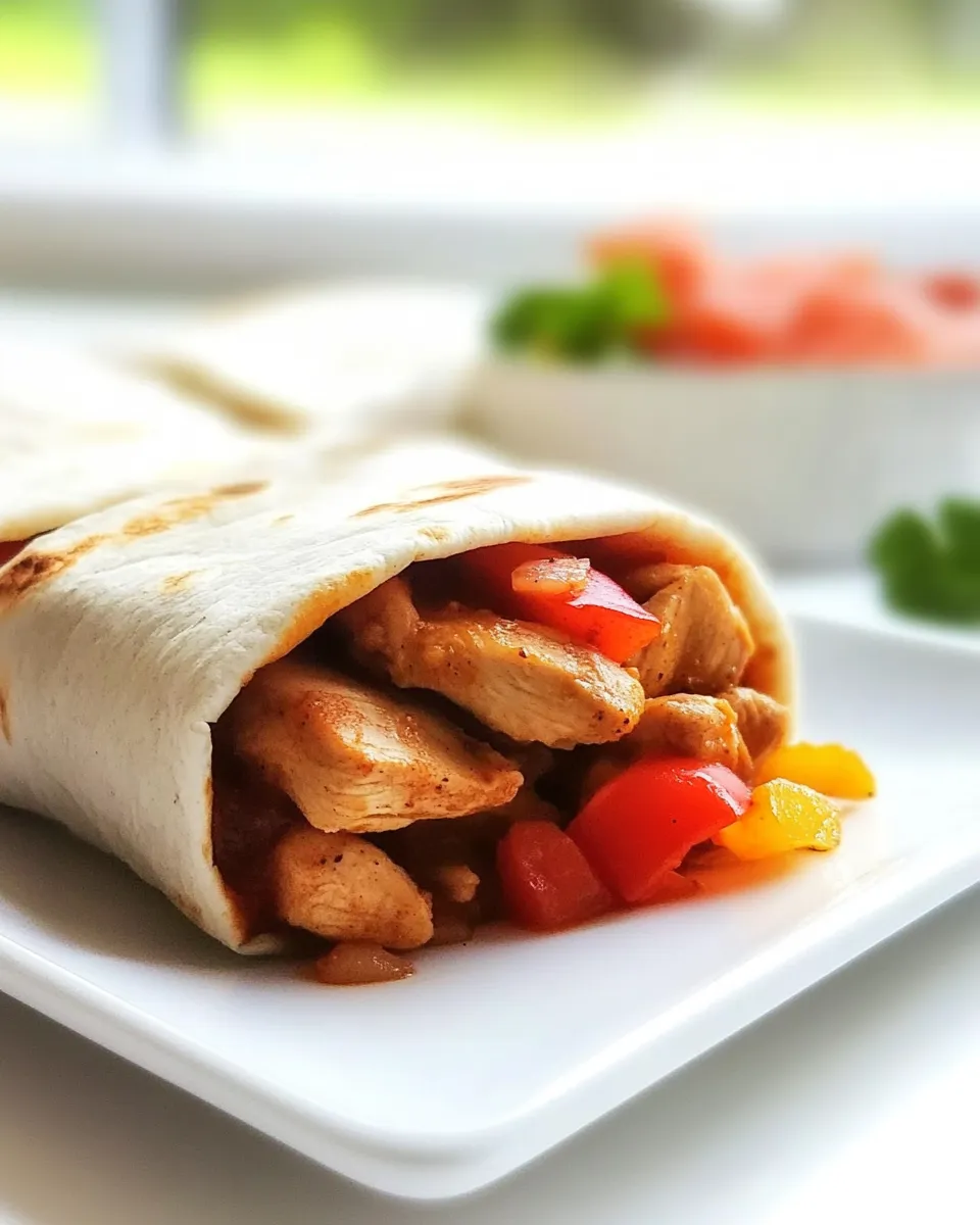 Easy Baked Chicken Fajita Burritos food shot