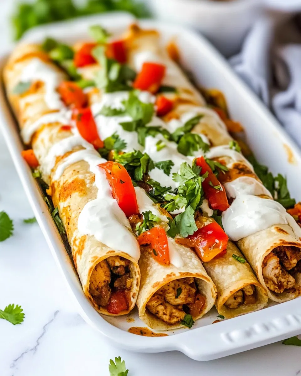 Healthy Baked Chicken Fajita Taquitos food shot