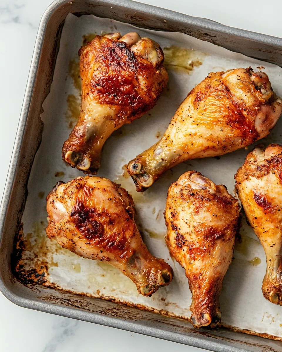 Delicious Baked Chicken Legs (Chicken Drumsticks) food shot