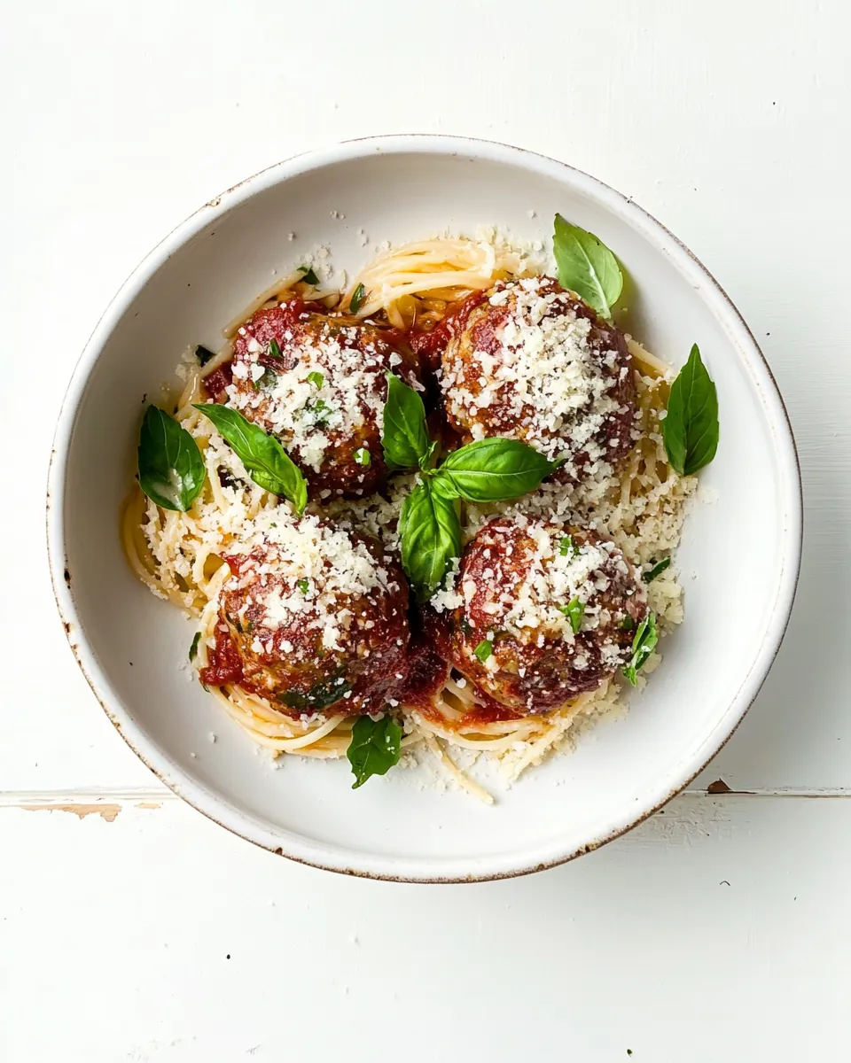 Quick Baked Chicken Parmesan Meatballs with Roasted Garlic Spaghetti. image