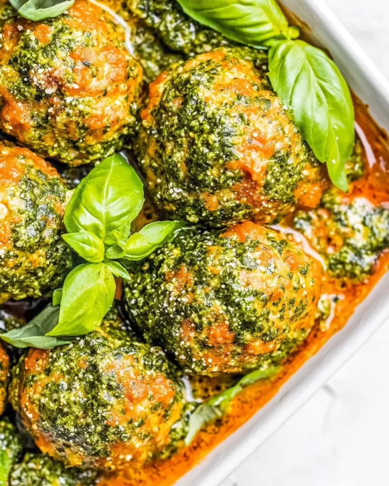 Homemade Baked Chicken Pesto Meatballs photo