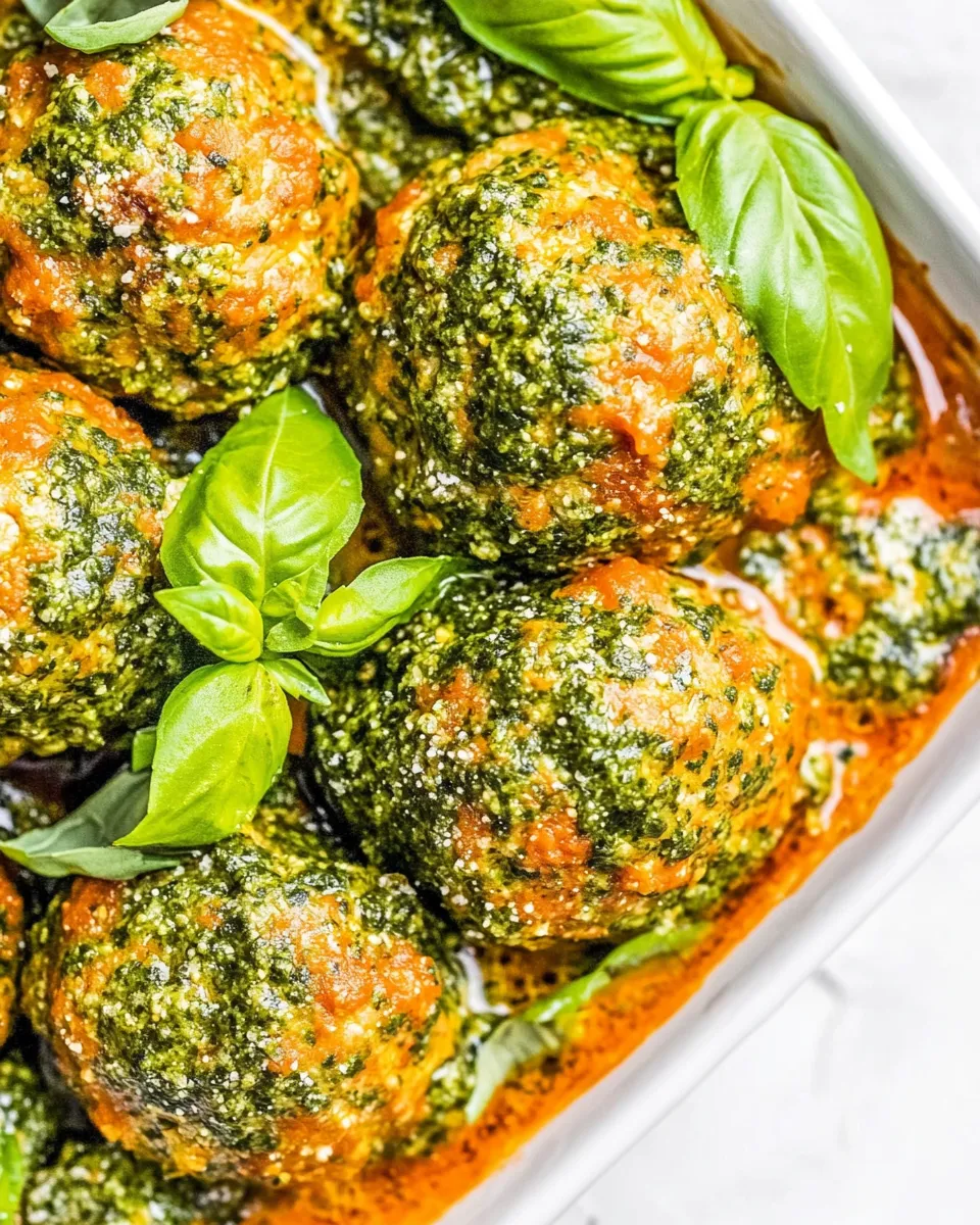 Homemade Baked Chicken Pesto Meatballs photo