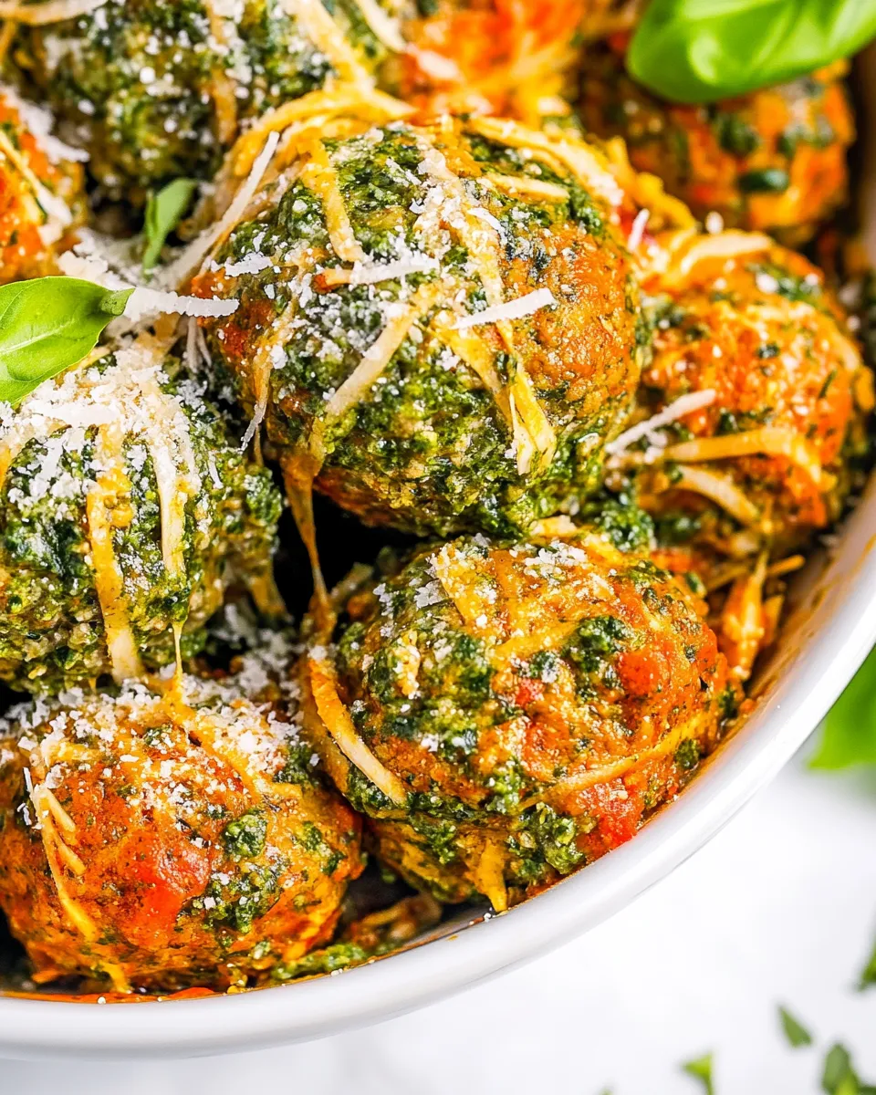 Easy Baked Chicken Pesto Meatballs recipe photo