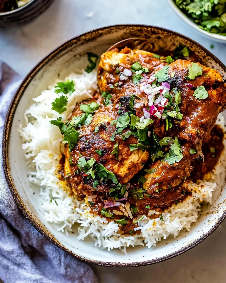 Easy Baked Coconut Chicken Tikka Masala. food shot