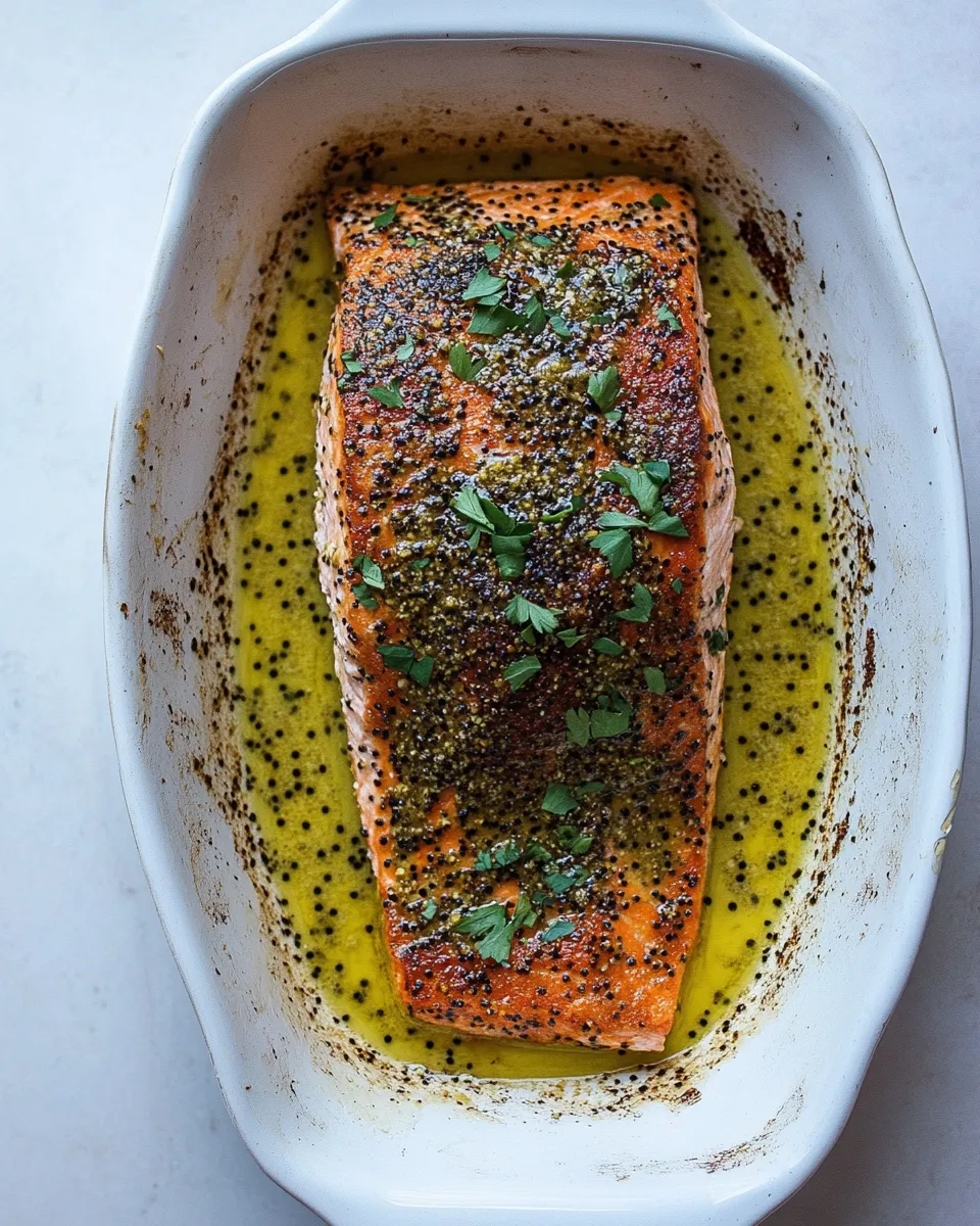 Easy Baked Mustard Salmon dish photo