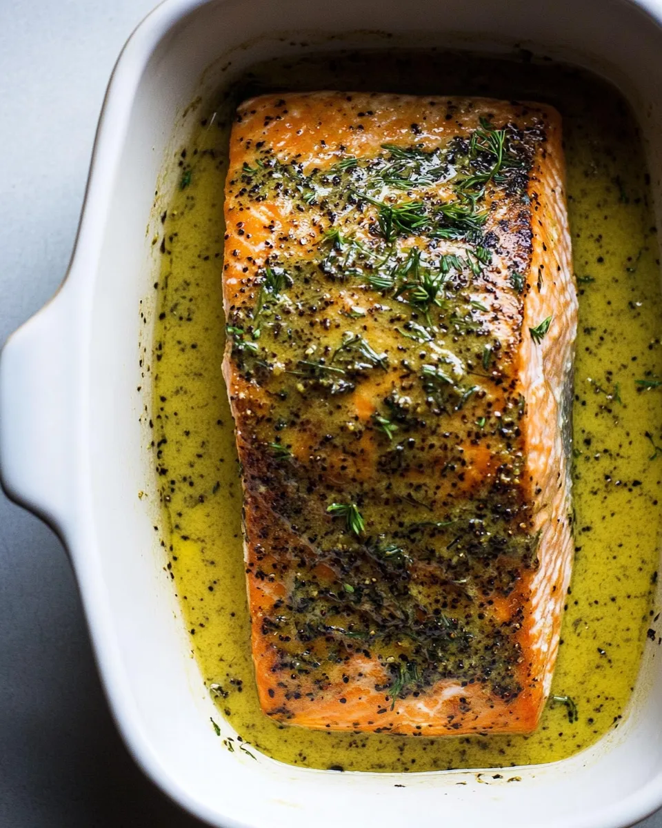 Delicious Baked Mustard Salmon food shot