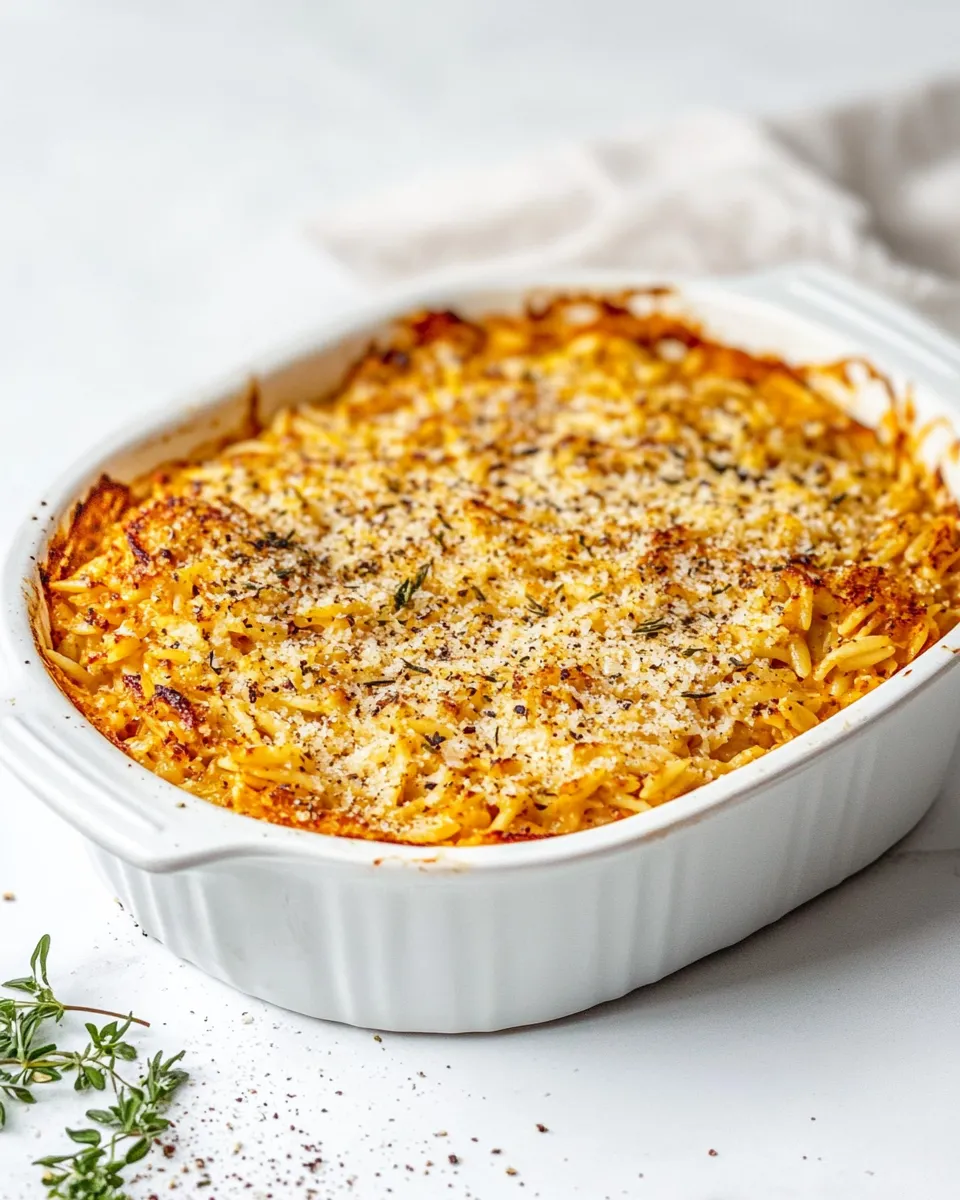 Healthy Baked Orzo Recipe dish photo