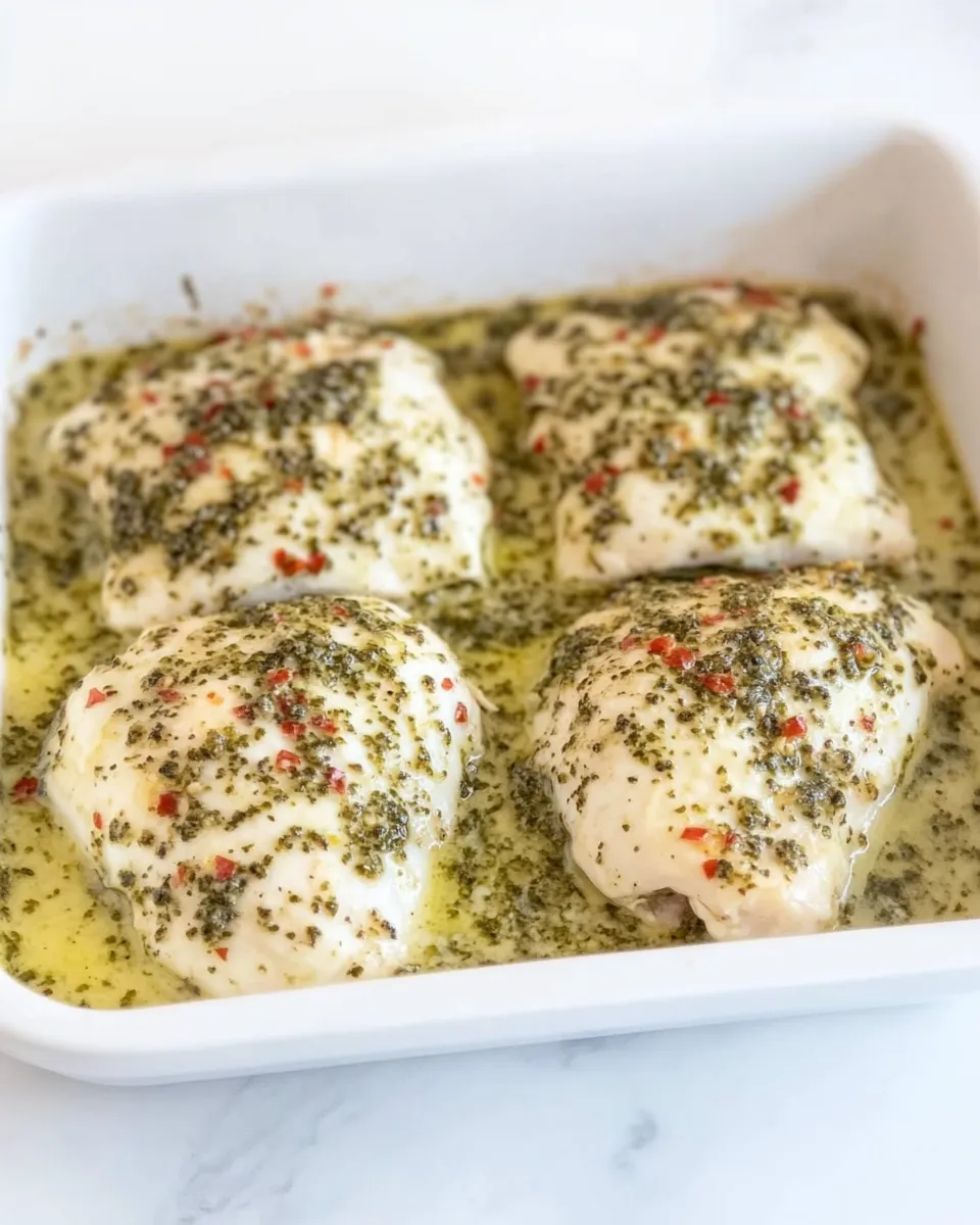 Quick Baked Pesto Chicken food shot