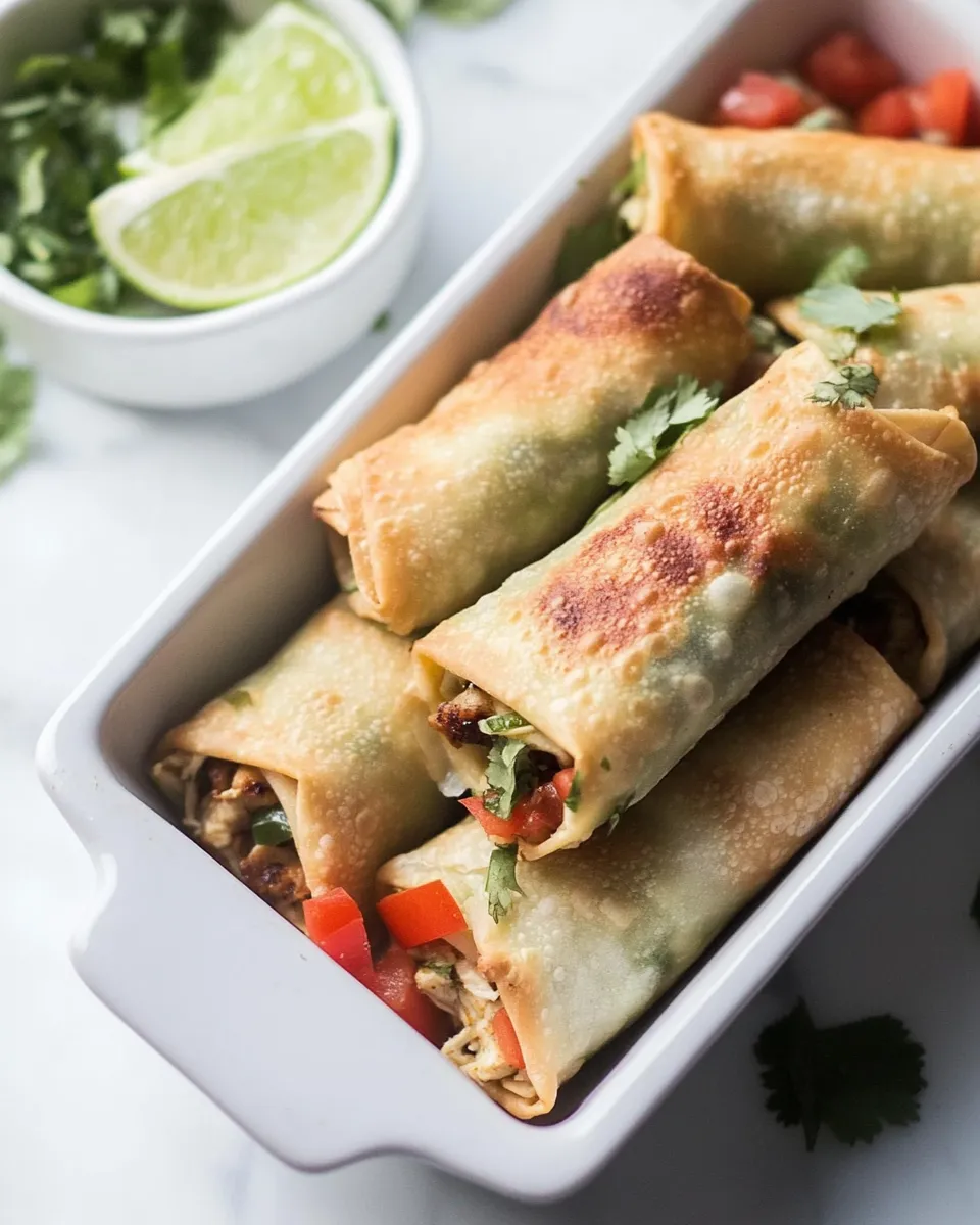 Easy Baked Southwestern Chicken Egg Rolls food shot