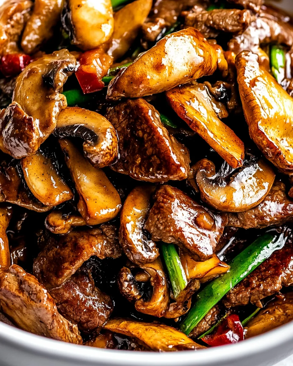 Delicious Beef Mushroom Stir Fry dish photo