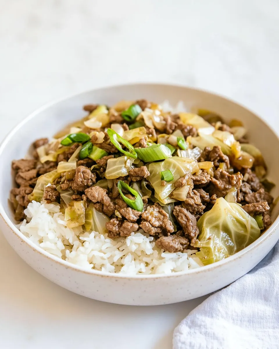 Easy Beef and Cabbage Stir Fry food shot