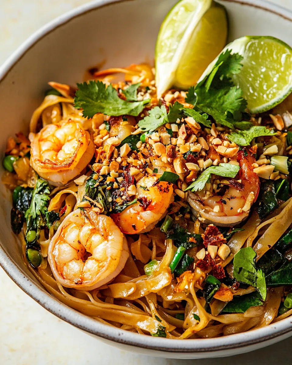 Easy Better Than Takeout Garlic Butter Shrimp Pad Thai. food shot