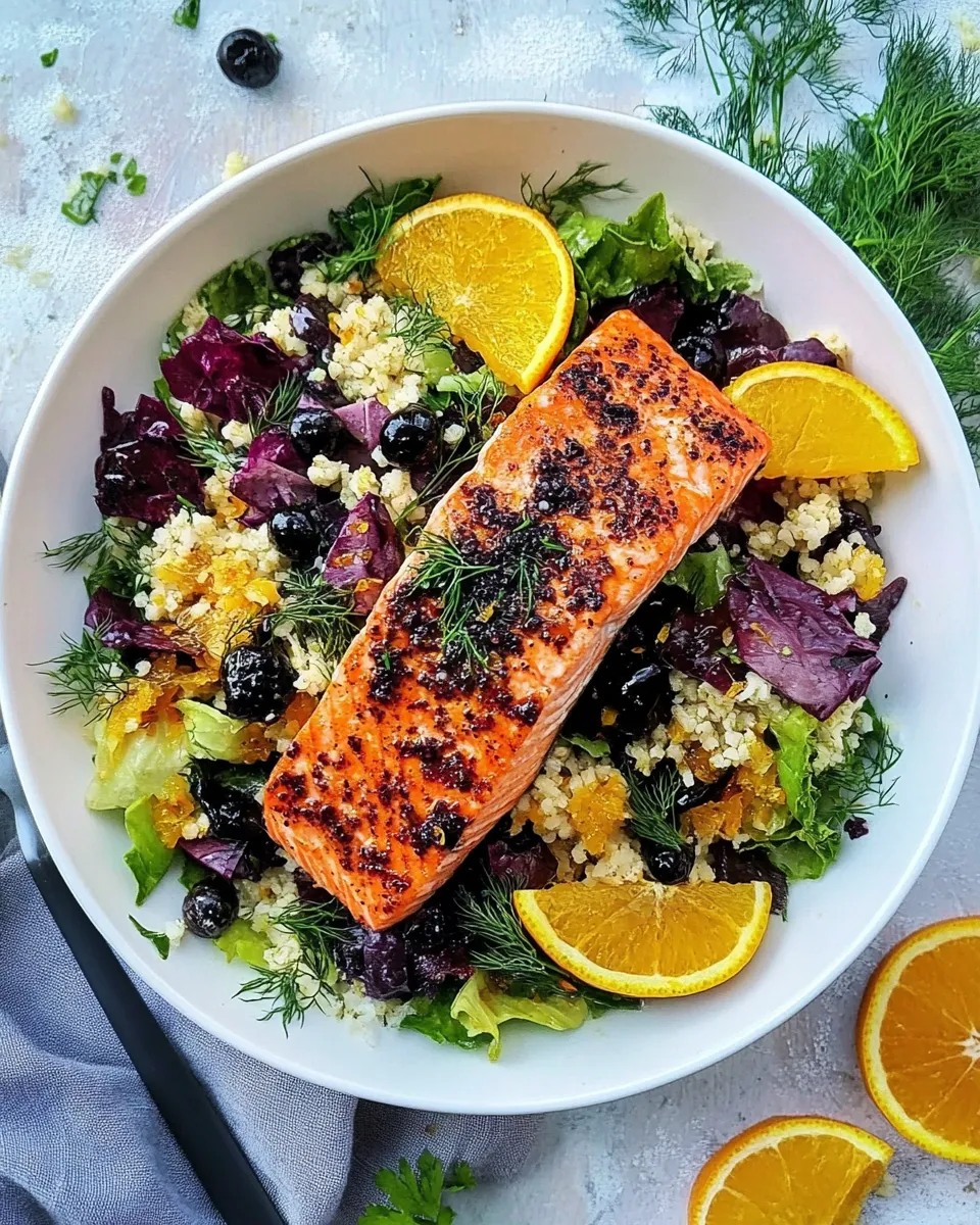 Classic Blood Orange Salmon Salad With Orange Dill Dressing image