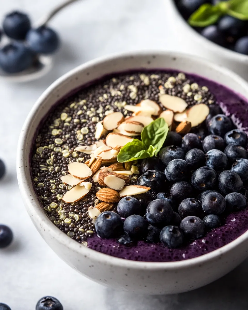 Classic Blueberry Almond Breakfast Quinoa Smoothie Bowl image