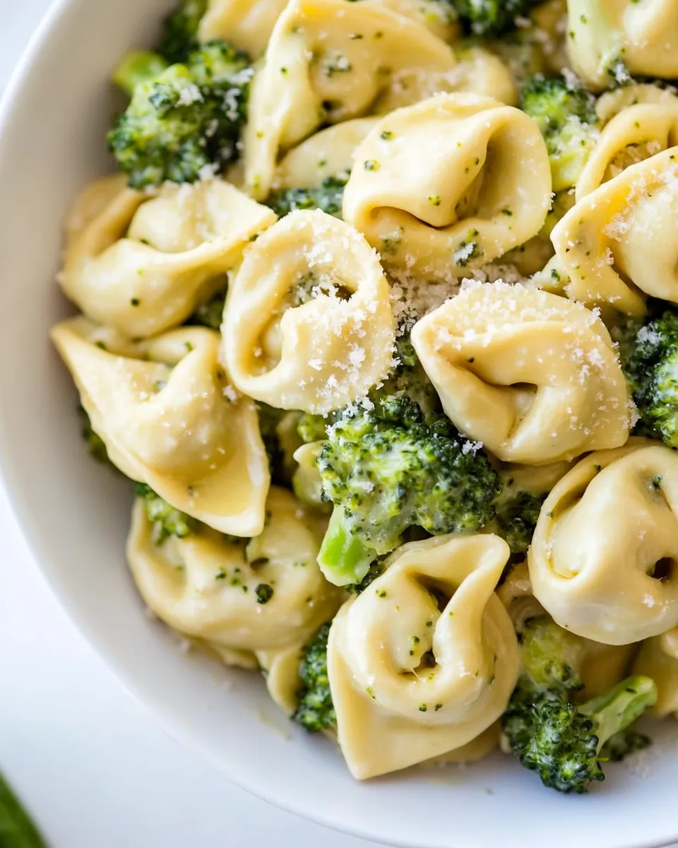 Healthy Broccoli Alfredo Tortellini Recipe dish photo