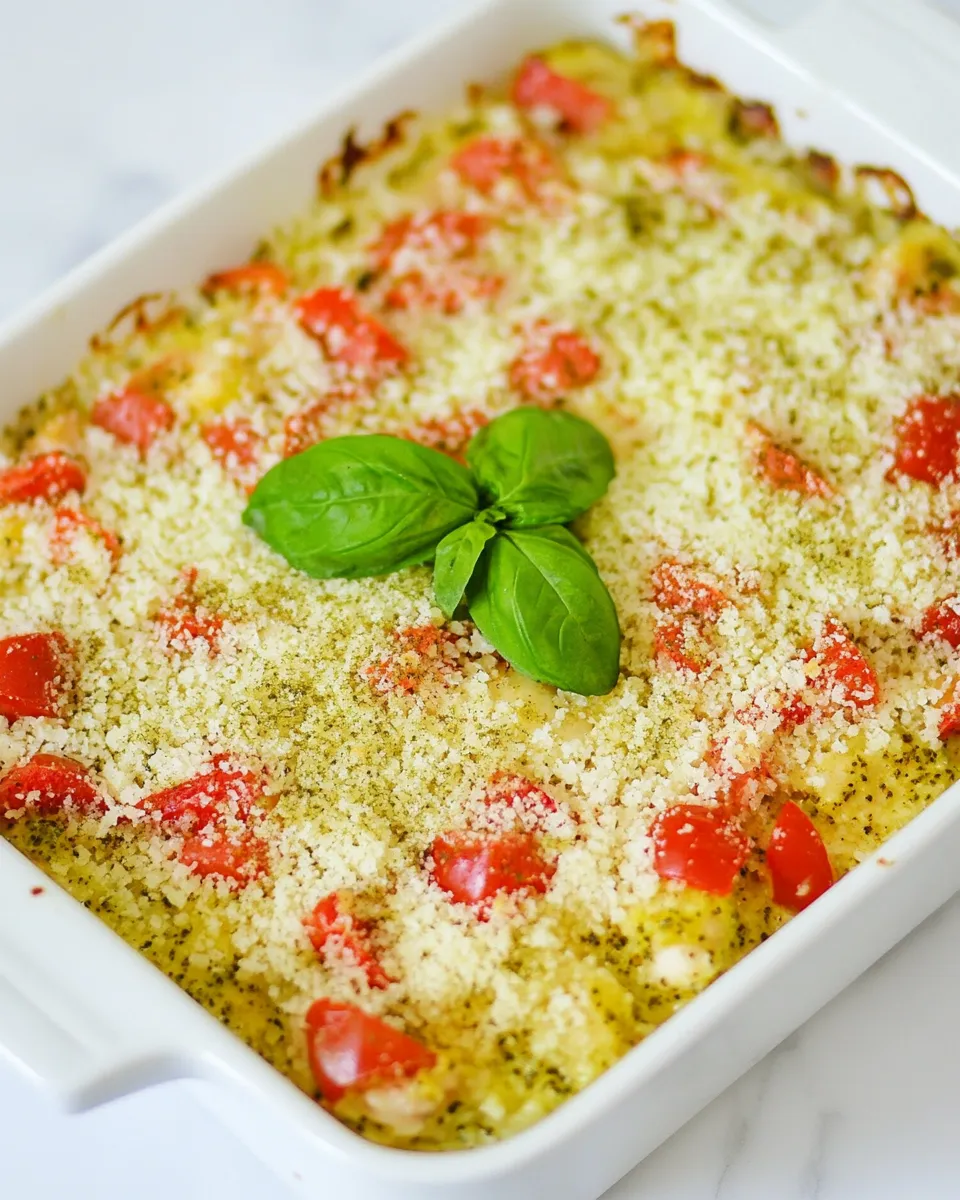Classic Bruschetta Pesto Chicken Casserole image