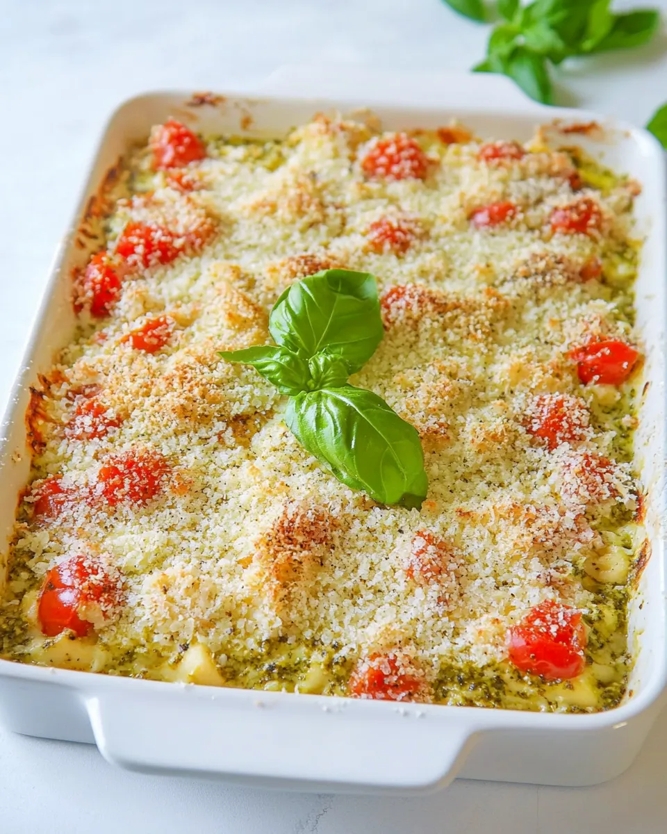 Delicious Bruschetta Pesto Chicken Casserole recipe photo